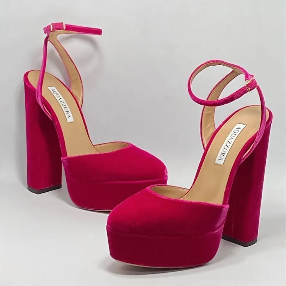 Aquazzura So High Velvet Platform Pumps size 37